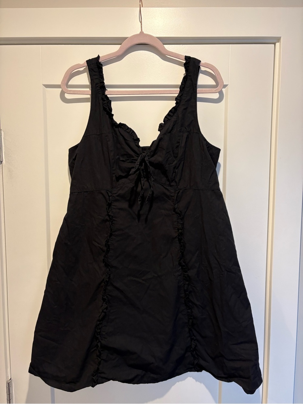 Japna Black Ruffle Tie-Front Mini Dress